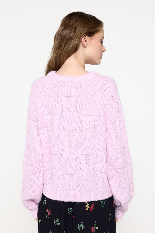 Pieces jersey-knit sweater with structure pink