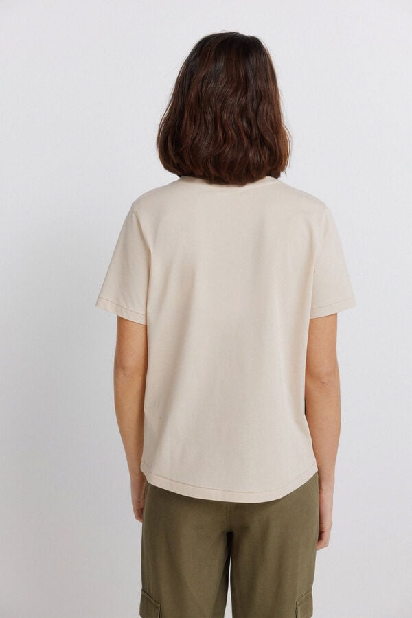Springfield Studded short sleeve T-shirt beige