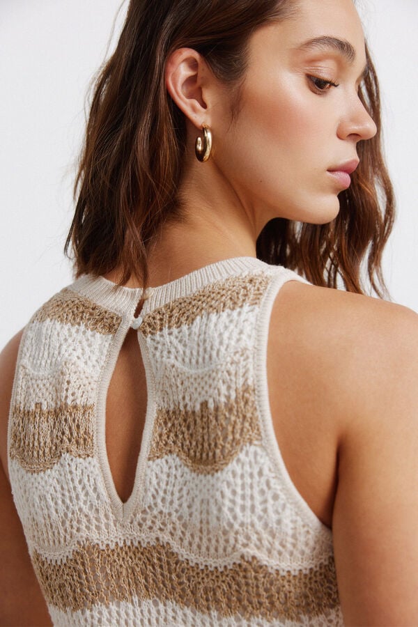 Springfield Halterneck jersey midi dress nude