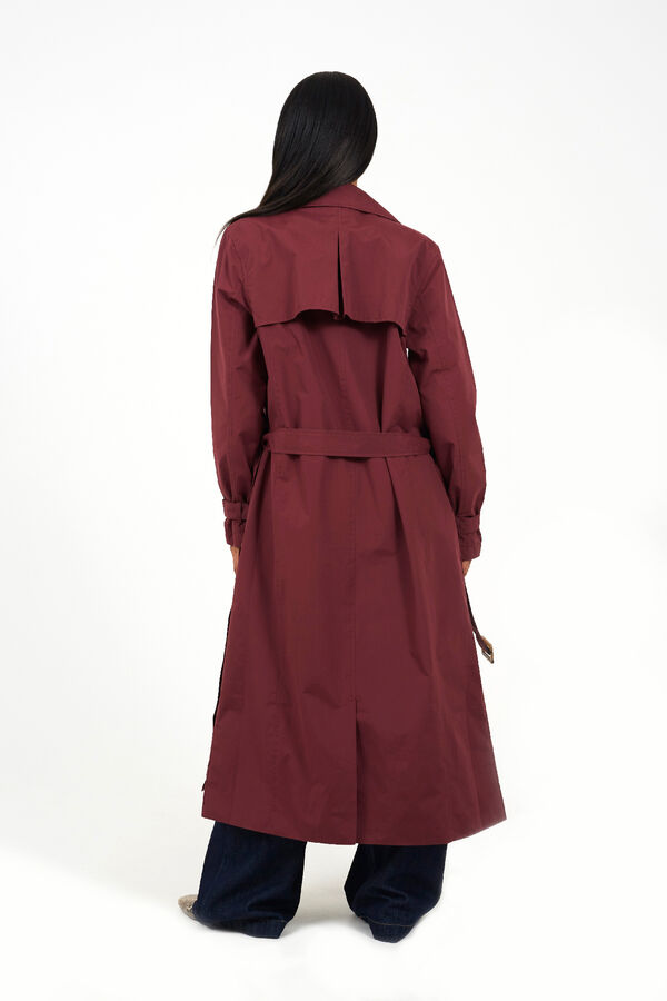 Brave Soul Long belted trench coat red
