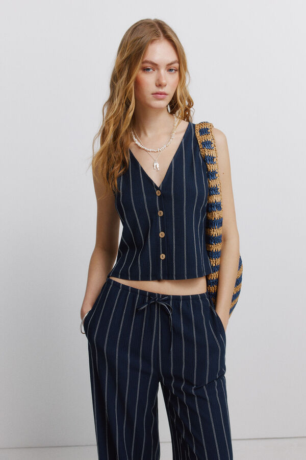 Springfield Buttoned vest top blue