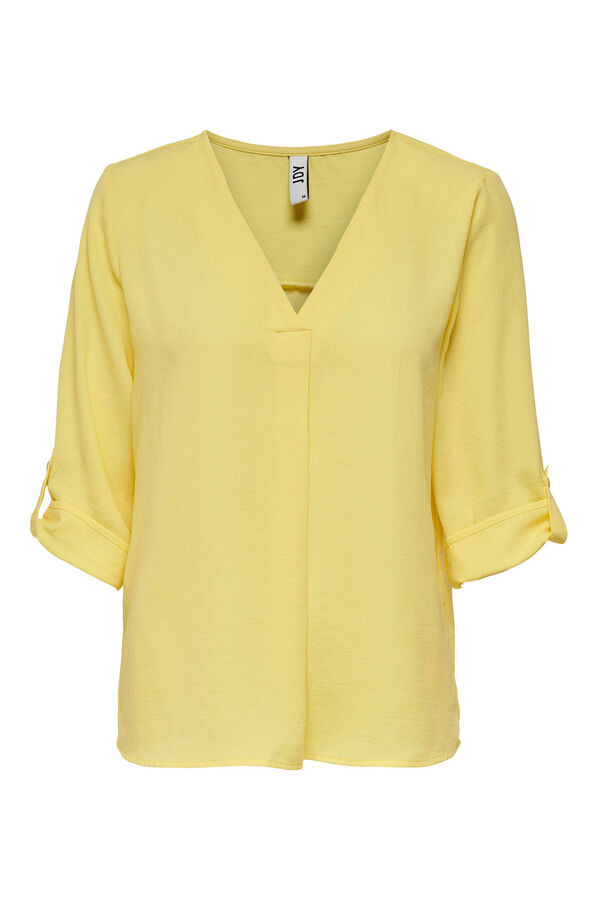 Springfield V-neck blouse with 3/4-length sleeves banana