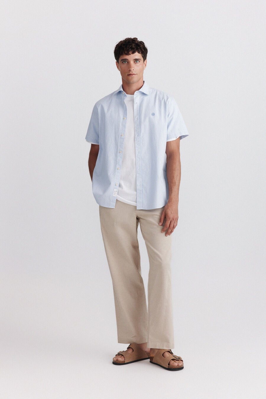 Camisa manga corta oxford rayas