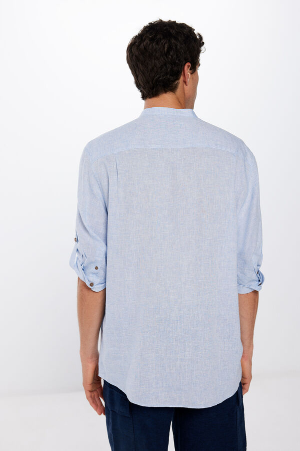 Springfield Lightweight textured shirt with 3/4 sleeves indigo blue
