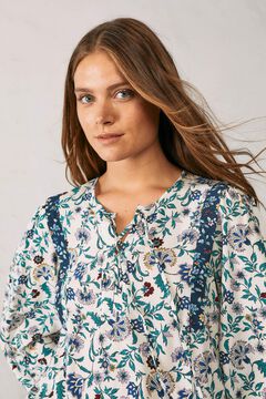 Springfield Printed blouse with zigzag neckline medium beige