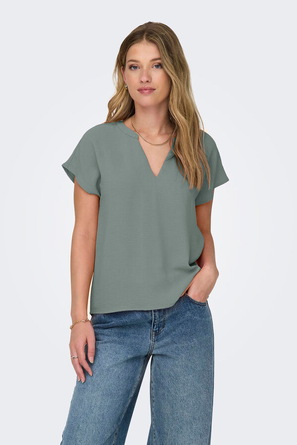 Springfield Plain V-neck blouse  green