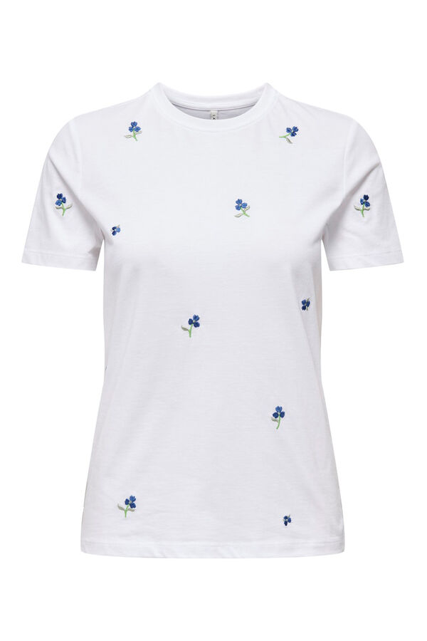 Only Short sleeve embroidered T-shirt white