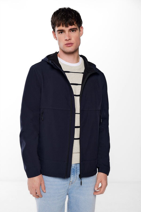 Springfield Duga jakna od softshell tehničke tkanine s kapuljačom tamno plava