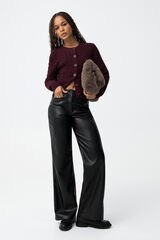 Tiffosi Pantalones Straight Fit Efecto Piel negro