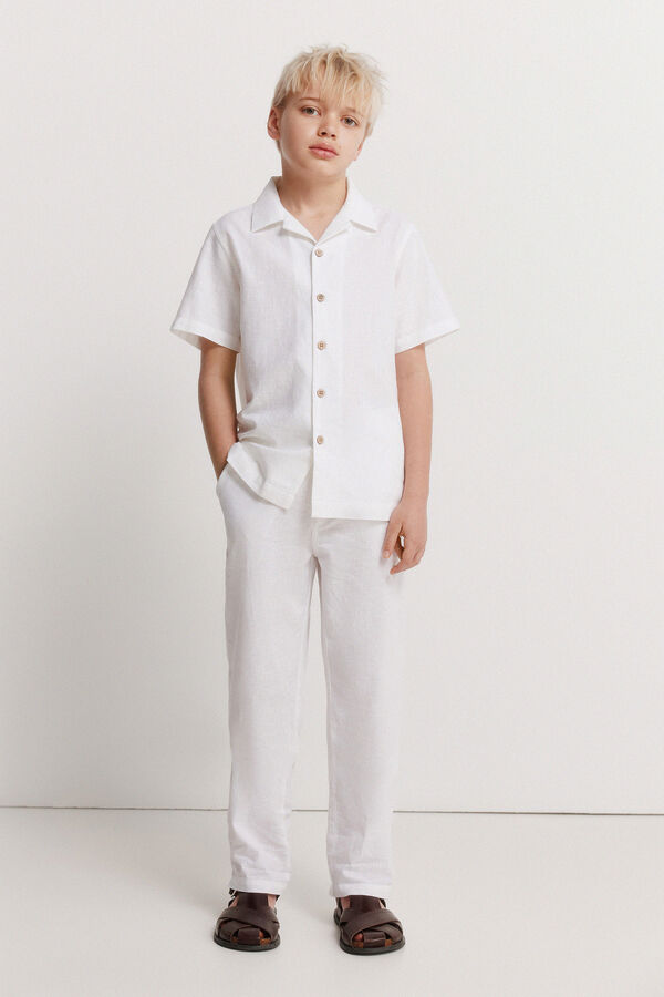 Springfield Kids Dečija ko&scaron;ulja kratkih rukava lanenog izgleda Bela