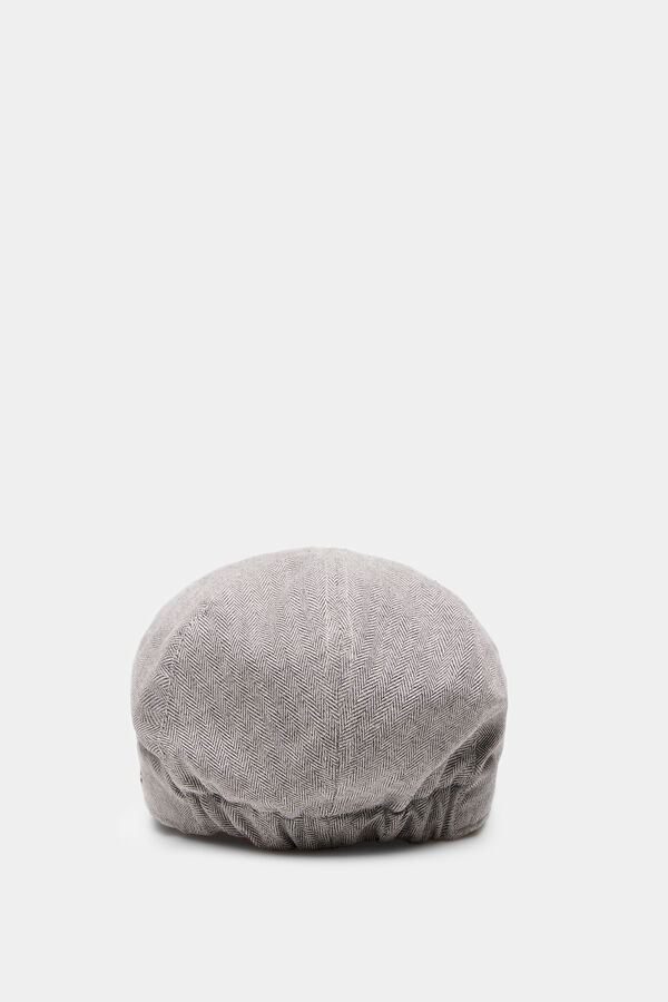 Springfield Siva ravna kapa od miješane vune s uzorkom riblje kosti Siva