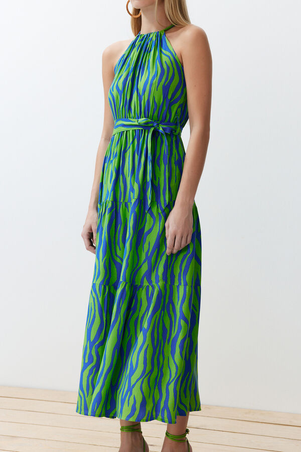 Trendyol Halterneck long dress blue