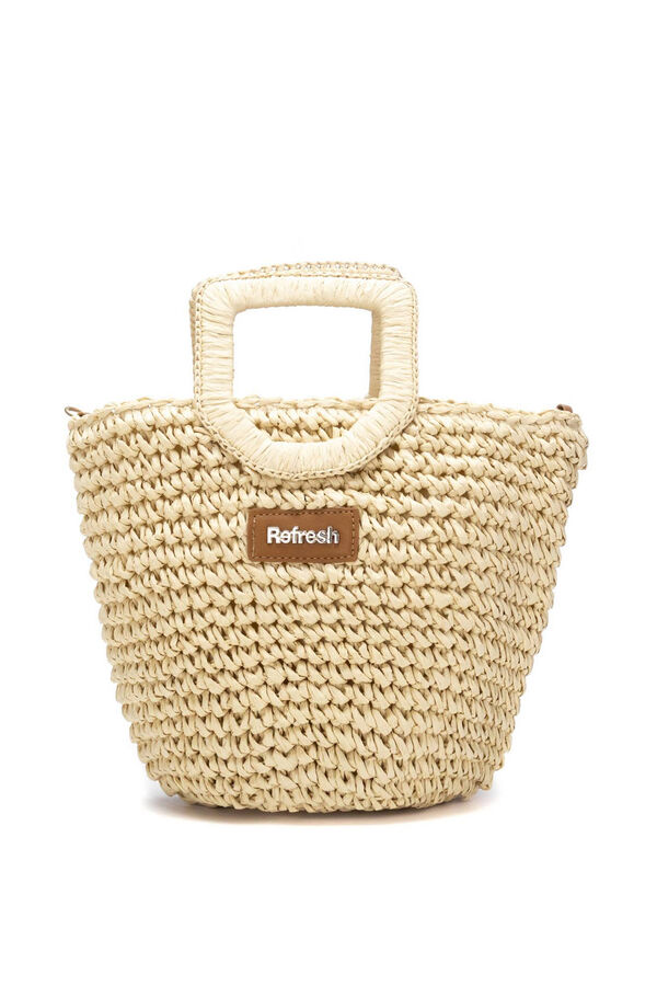 Refresh Raffia shoulder bag brown