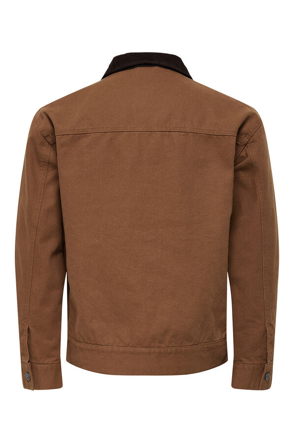 Only & Sons Chaqueta cierre de botones marr&oacute;n