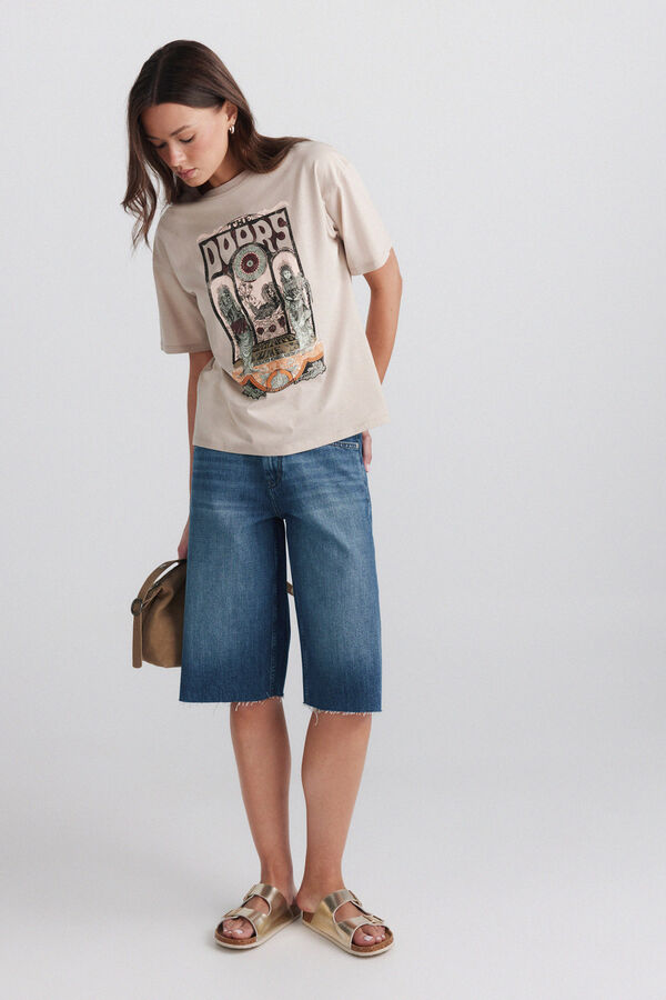 Springfield Short sleeve T-shirt with print nude