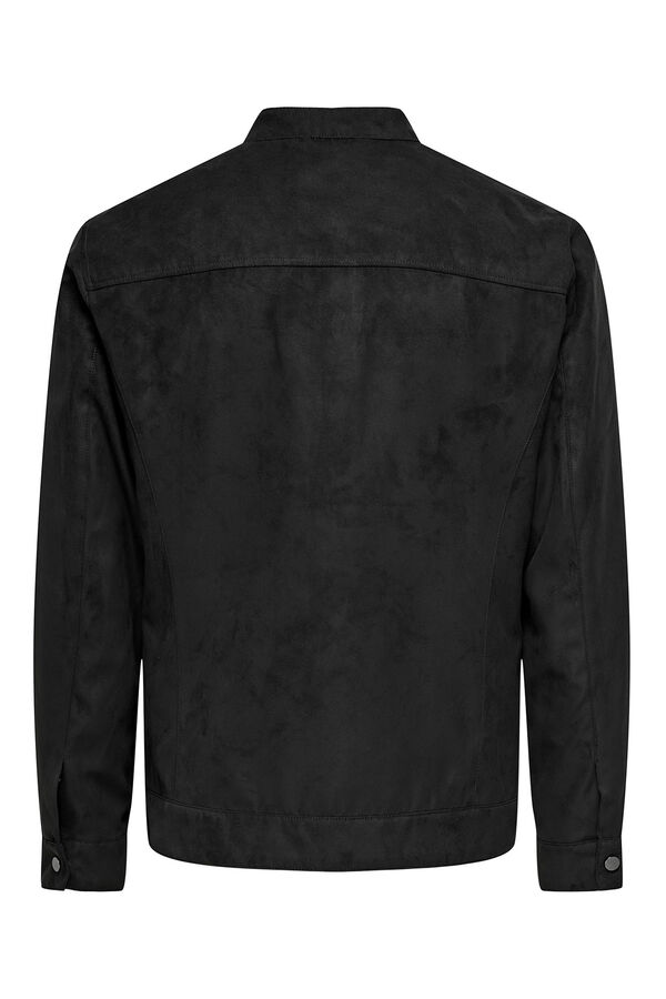 Only & Sons Biker-Jacke aus synthetischem Veloursleder Schwarz