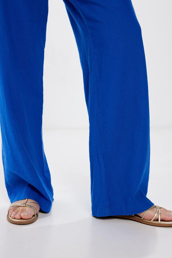 Springfield Sportske hlače od lana i viskoze plava