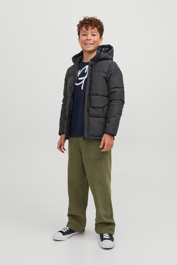 Jack & Jones Junior Puffer jacket with hood black