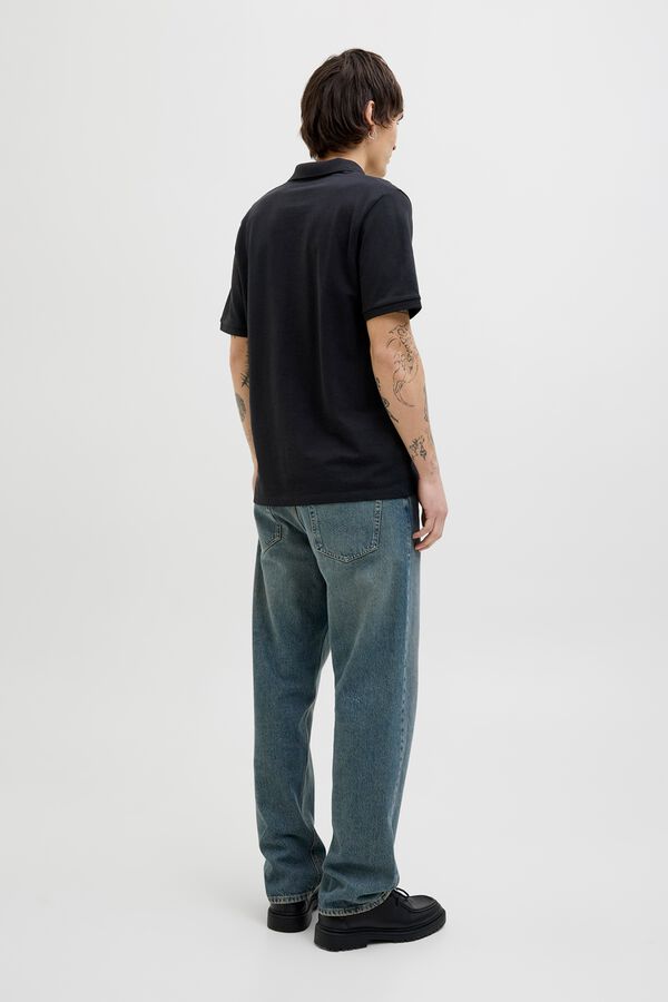 Jack & Jones Jersey-knit regular fit polo shirt black