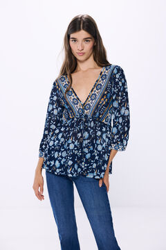 Springfield Mixed print blouse bluish