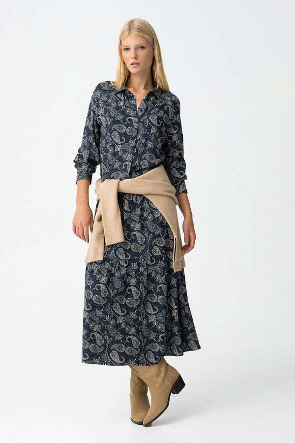 Tiffosi Vestido camisa com estampado paisley azul