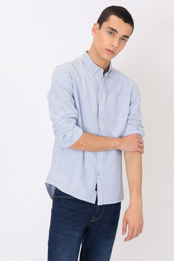 Tiffosi Regular Fit Oxford Striped Shirt blue