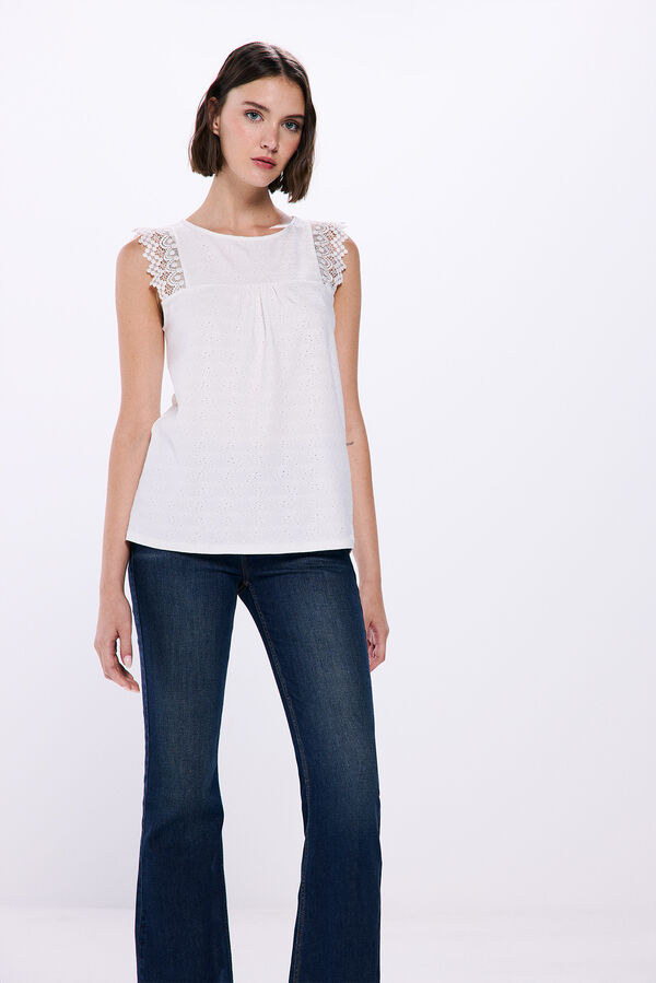 Springfield Lace shoulders T-shirt white