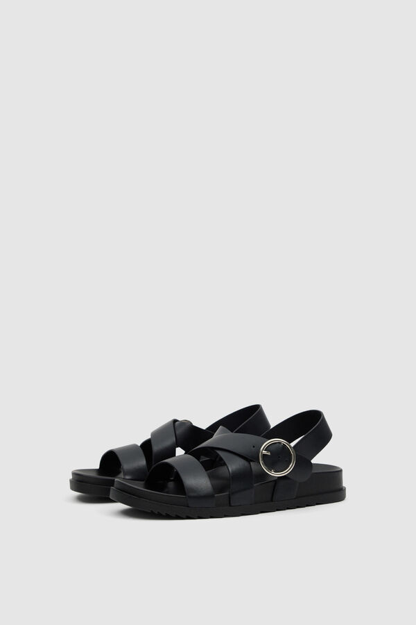 Inside Flat sandal with crossed straps black