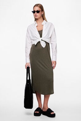 Vestido midi fluido con lurex