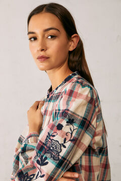 Springfield Embroidered checked blouse stone