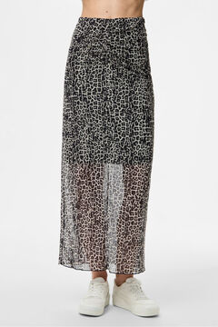 Pieces Falda transparente animal print con forro
