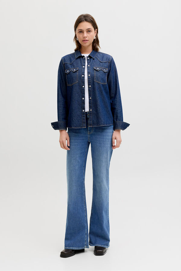 Jack & Jones Jeans flared tiro medio azul