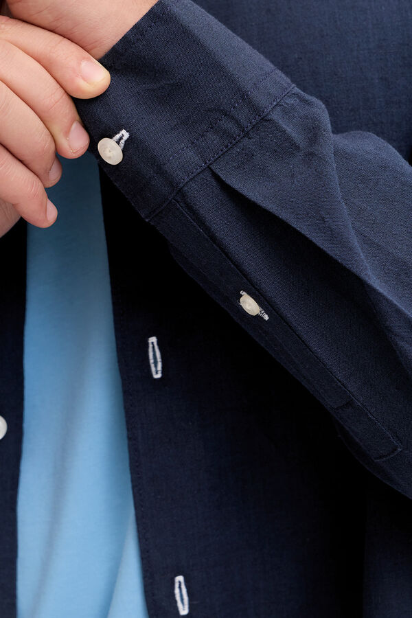 JJ REBEL Camisa regular fit lino azul