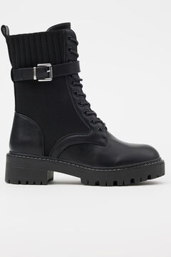 Springfield Trendy sock-style ankle boot with buckle fekete