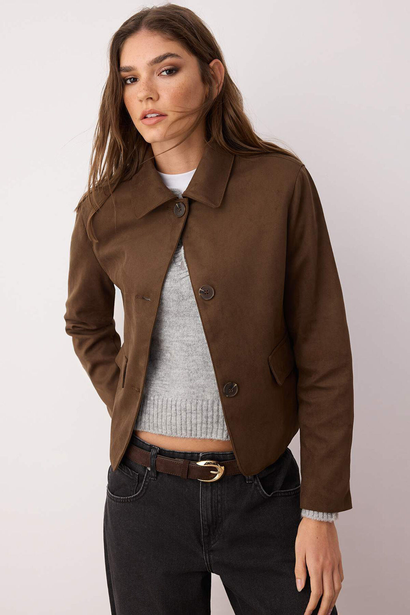 Trendyol Casaco com efeito camur&ccedil;a