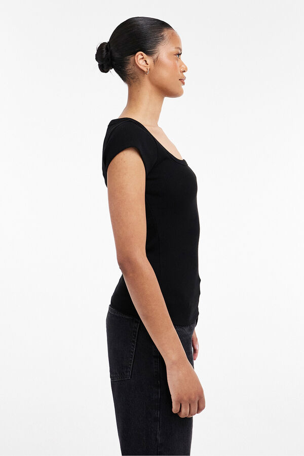 Topshop Camiseta cuello cuadrado negro