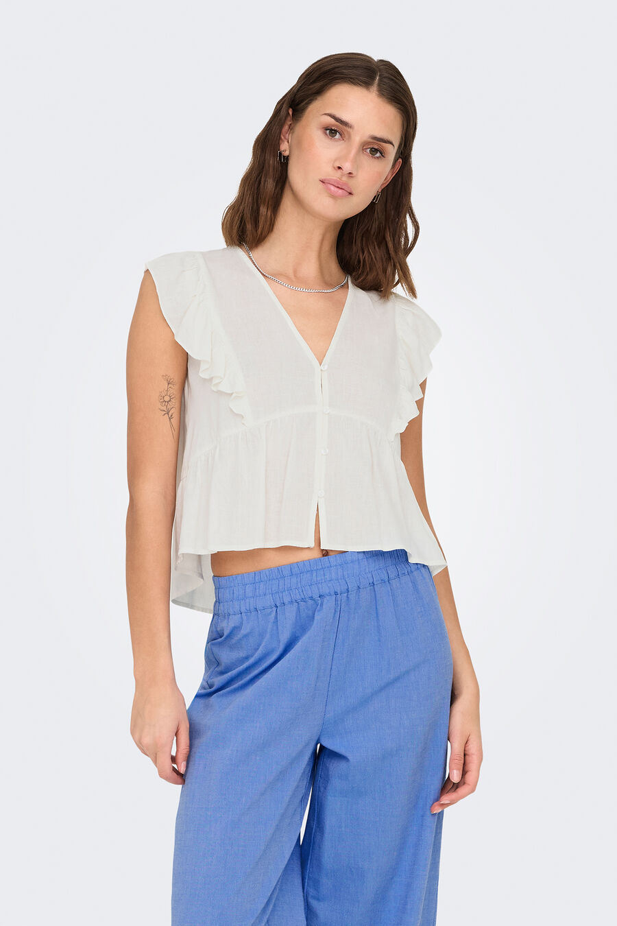 Blusa regular fit de lino