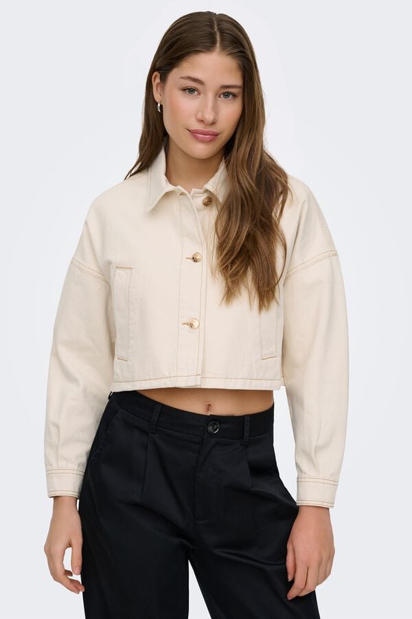 Only Cazadora corta vaquera beige