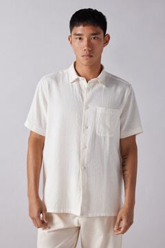 Springfield Camisa manga corta jacquard estampado fondo blanco