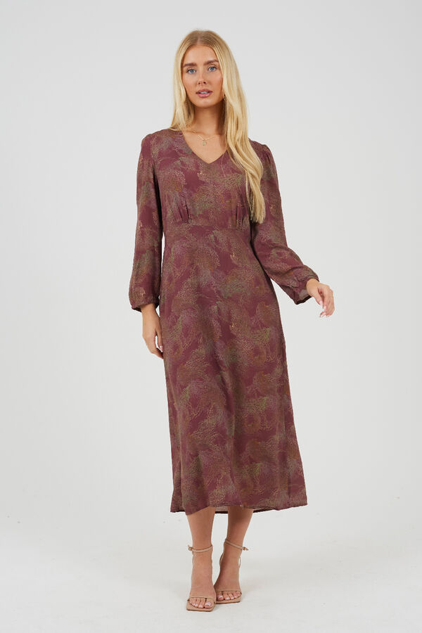 Brave Soul Long print dress Bordo