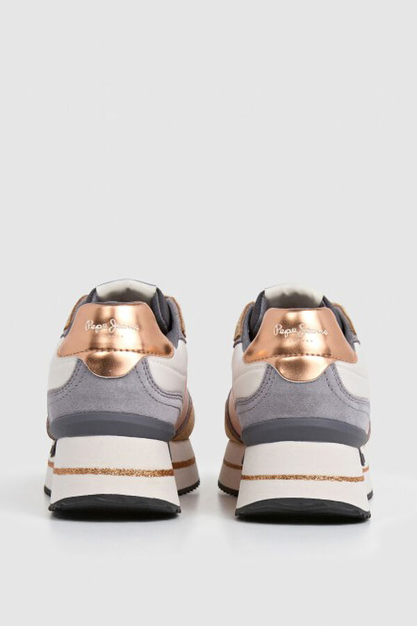 Pepe Jeans suede and glitter sneakers mink