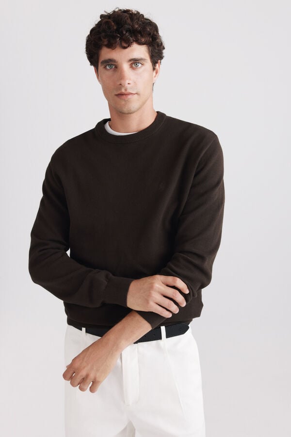Springfield Basic round neck jumper nude