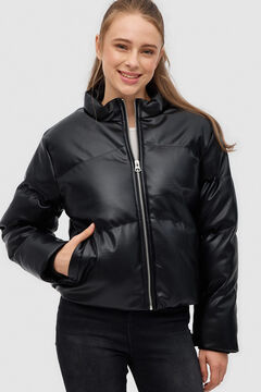 Springfield Quilted faux leather jacket black