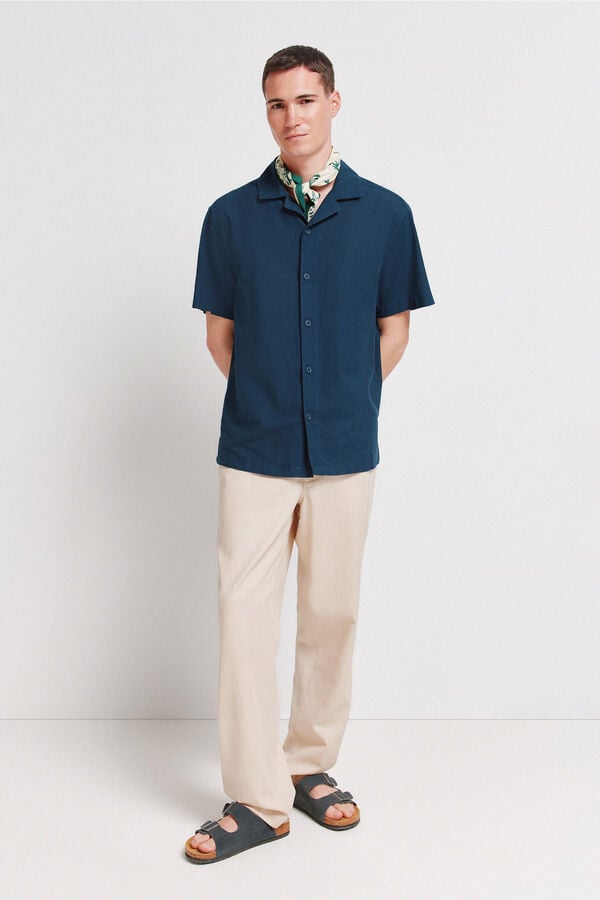 Springfield Linen short sleeve shirt blue