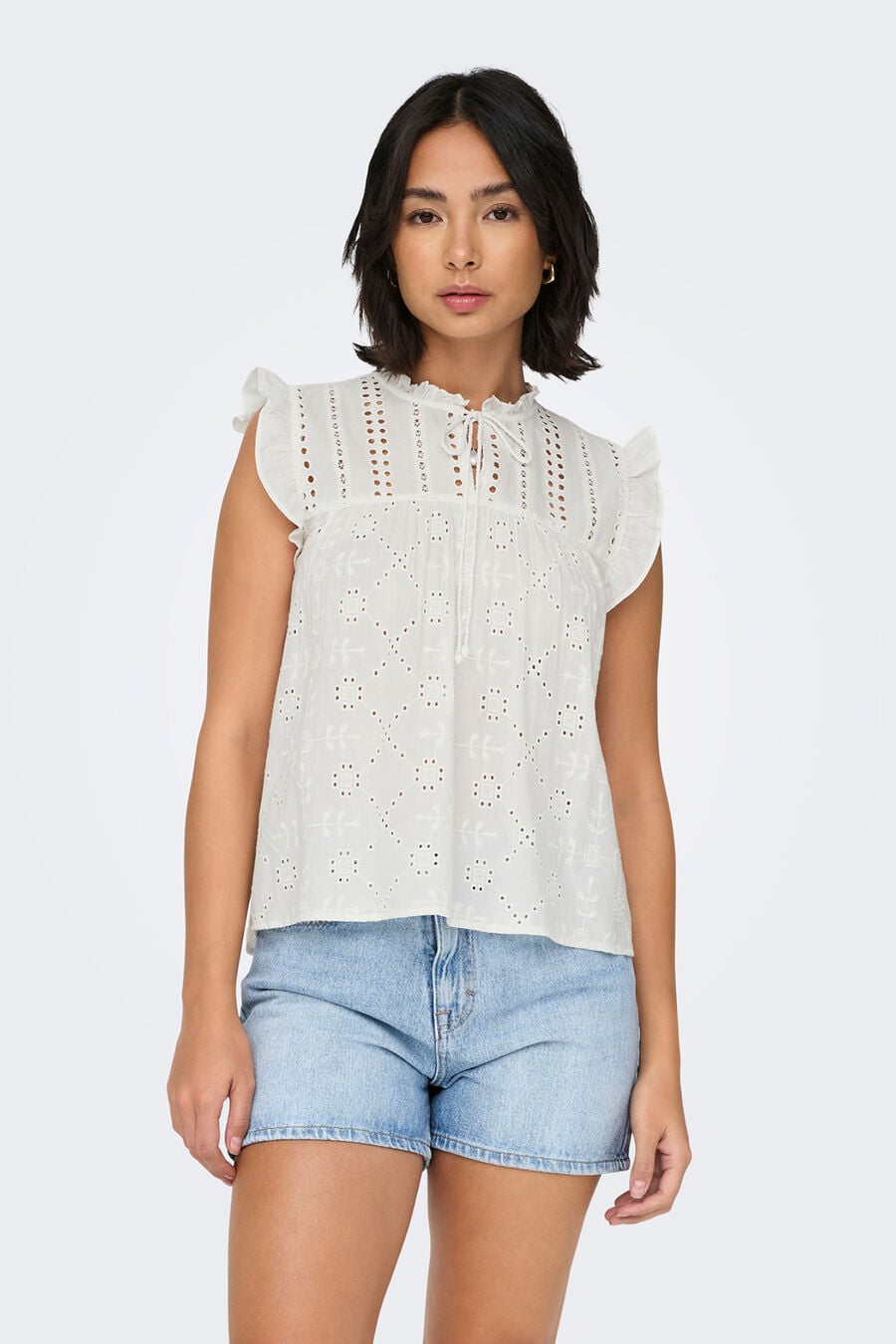 Blusa manga corta volantes