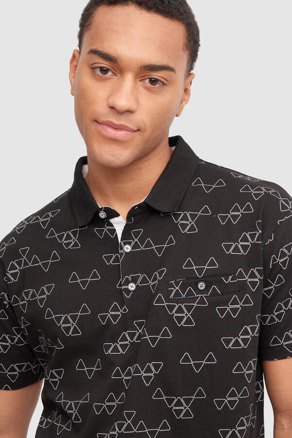 Springfield Poloshirt mit geometrischem Print schwarz