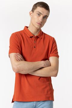 Springfield Piqué polo shirt with detailed collar orange