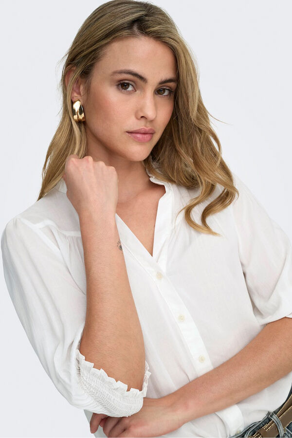 Only Elastic 3/4 sleeve shirt white