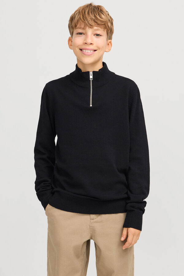 Jack & Jones Junior Jersey con cuello cremallera negro