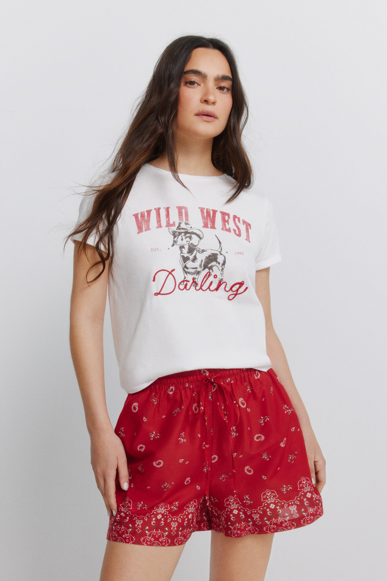 Springfield T-shirt de manga curta em algod&atilde;o "cowgirl"